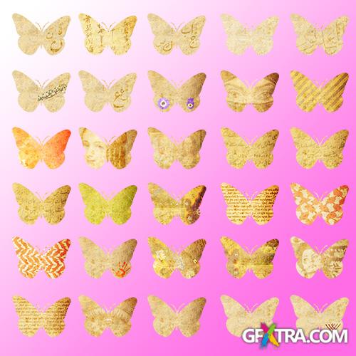 Papers Butterflies. PSD Cliparts