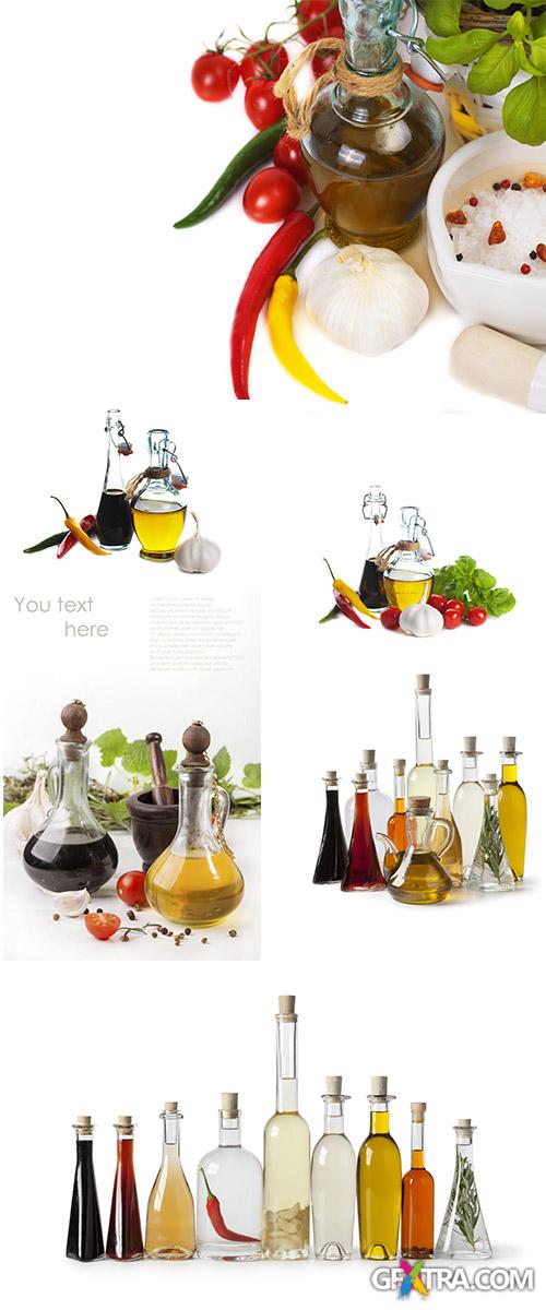 Stock Photo: Olive oil, spices and balsamic vinegar