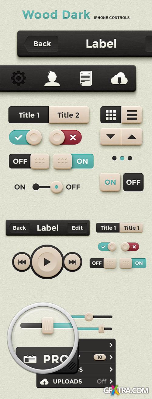 WeGraphics - Dark Wood iPhone Controls