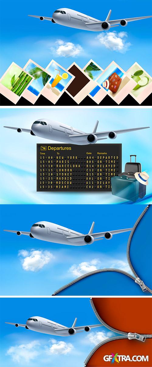 Stock: Travel background with airplane