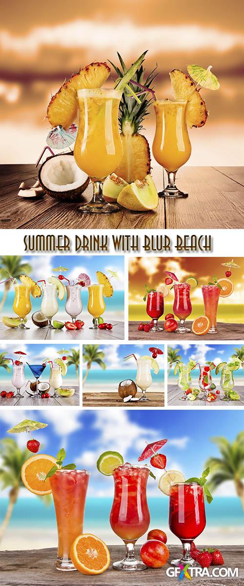 Stock Photo: Summer drink with blur beach