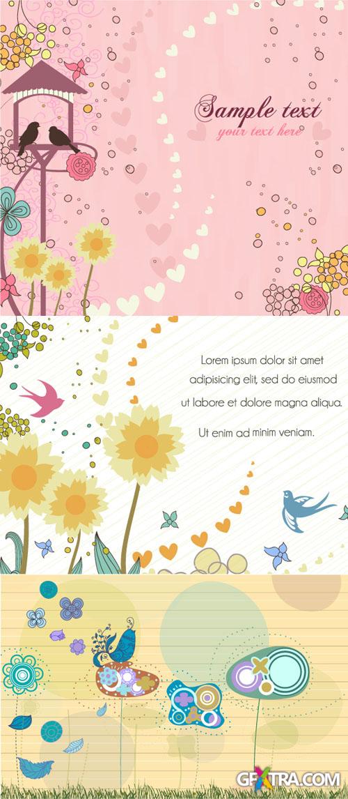 Colorful Spring Vector Backgrounds Set 1