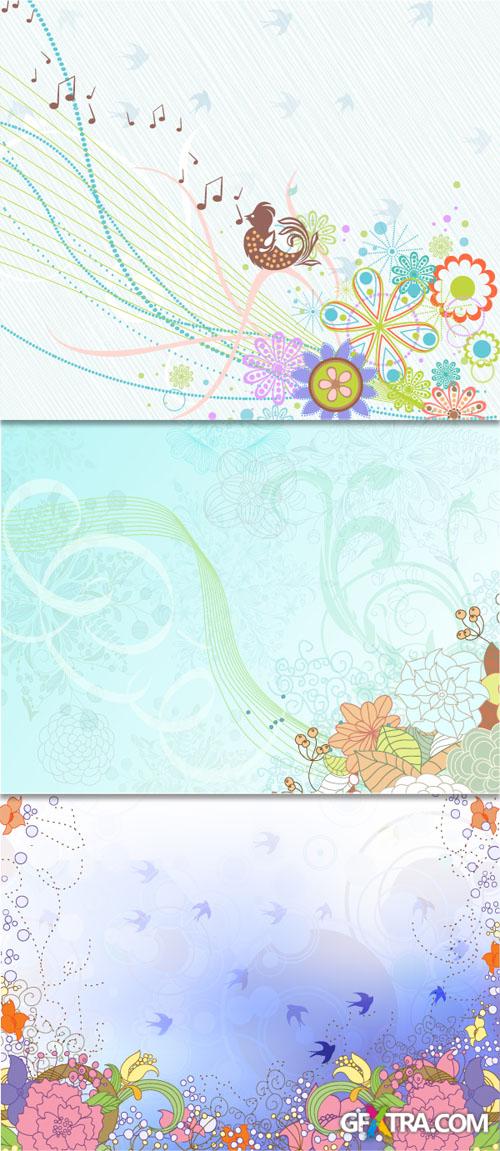 Colorful Spring Vector Backgrounds Set 3