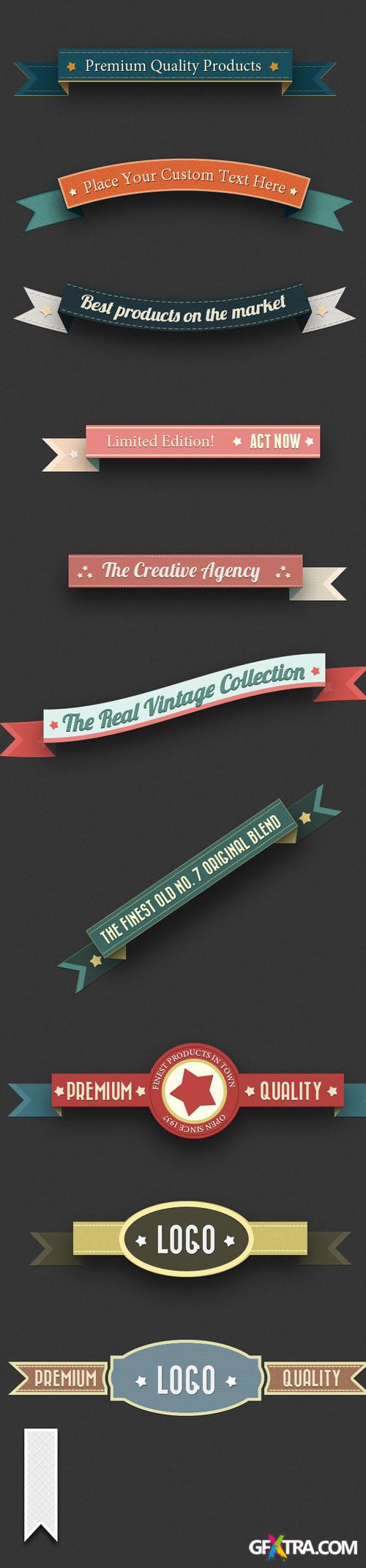 Designtnt - Retro Ribbons Banners Set 2