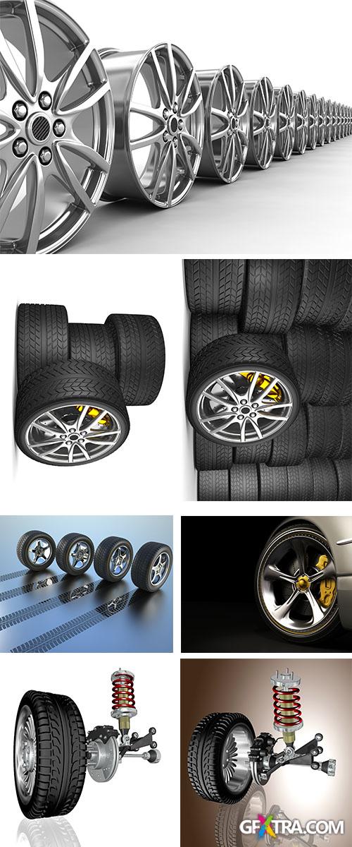 Stock Photo: Tires, automobile wheels