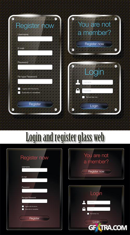 Stock: Login and register glass web forms