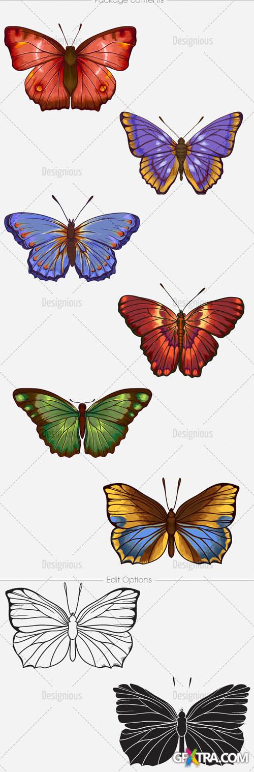 Vector Butterflies Set 2