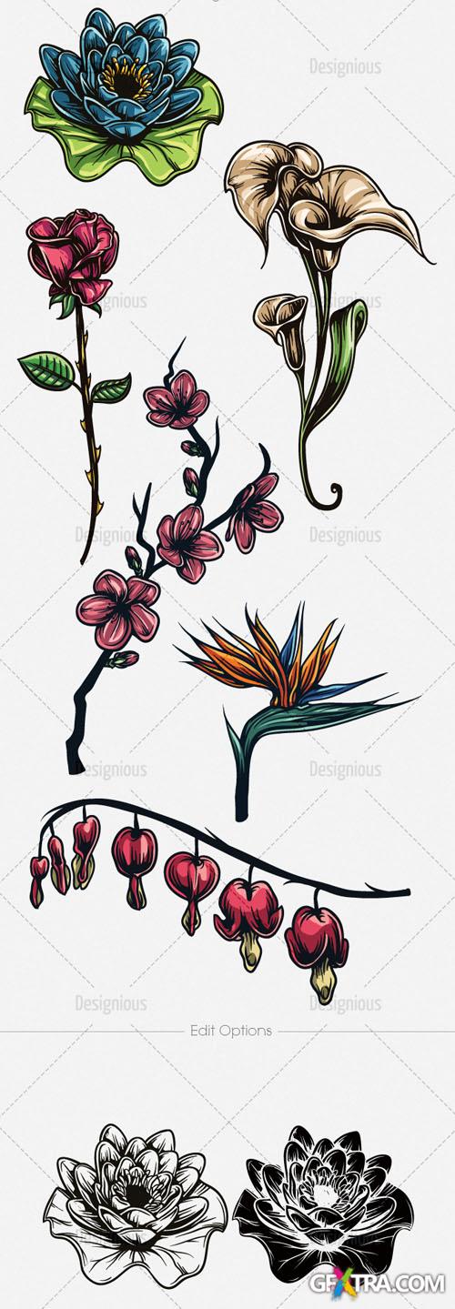 Vector Floral Set 5