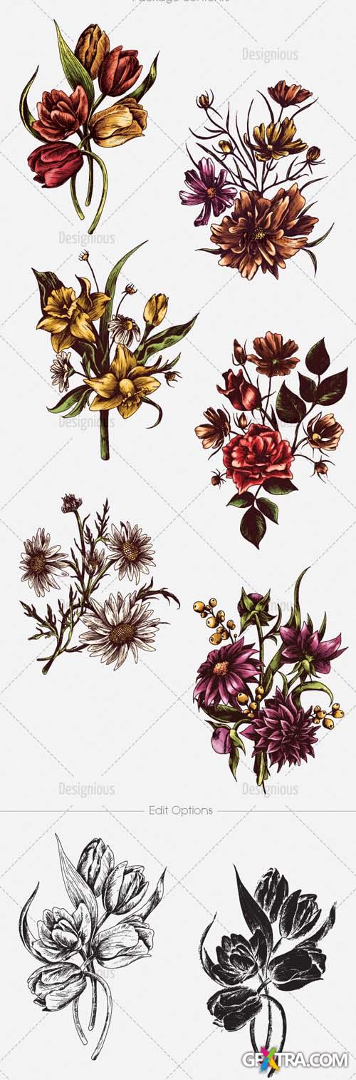 Vector Floral Set 4