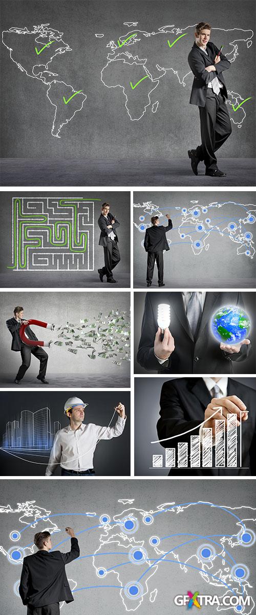 Stock Photo: Businessman connecting the dots