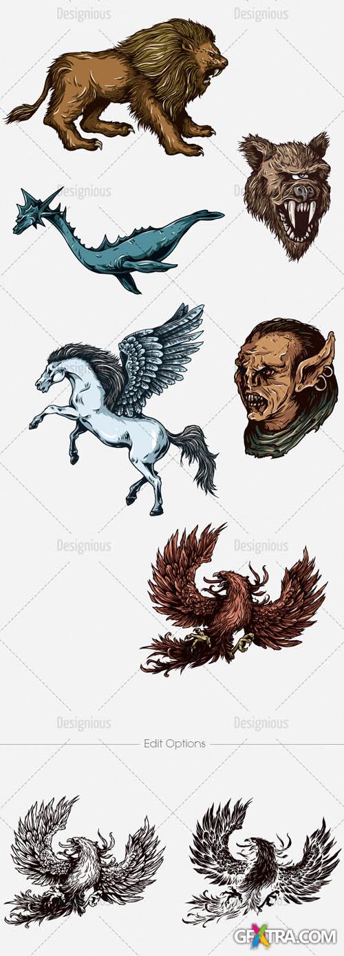 Vector Mythical Creatures Set 6