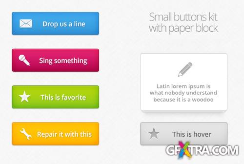 PSD Web Design - Buttons pack with paper block