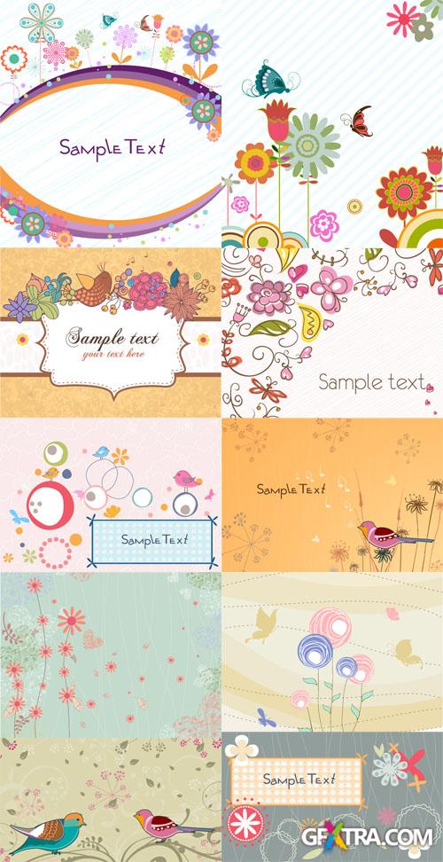 Colorful Spring Vector Backgrounds Set 11