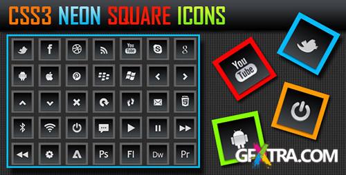 CodeCanyon - CSS3 Neon Square Icons - Buttons