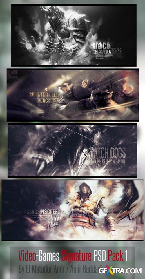 Video-Games Signature PSD Pack 1