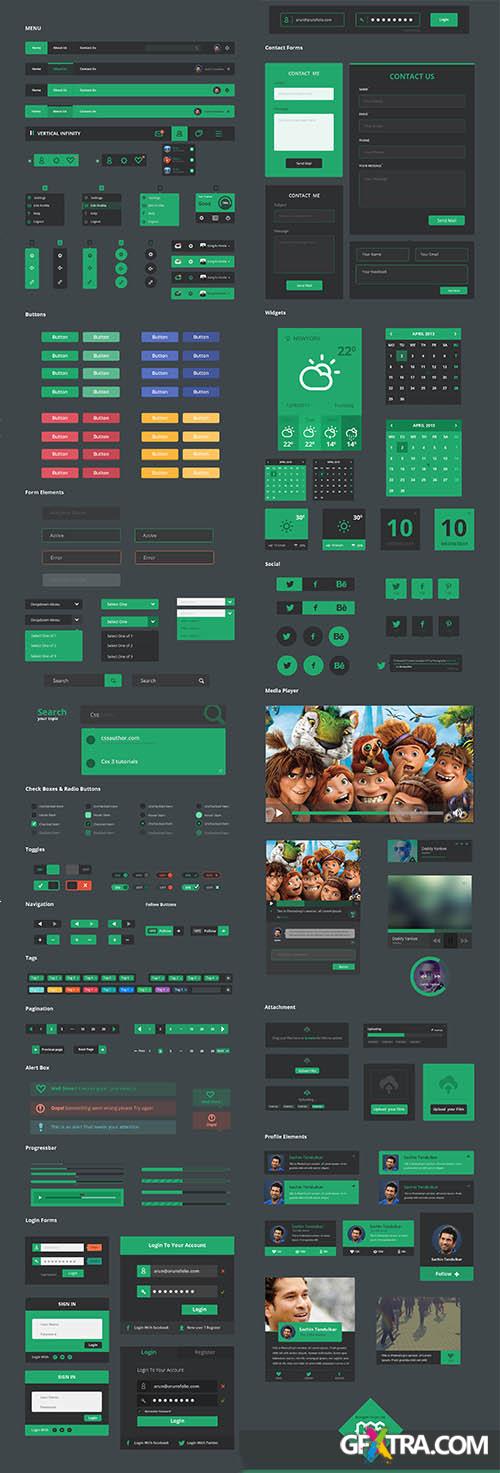 PSD Web Design - Vertical Infinity - A Mega Flat Style UI Kit