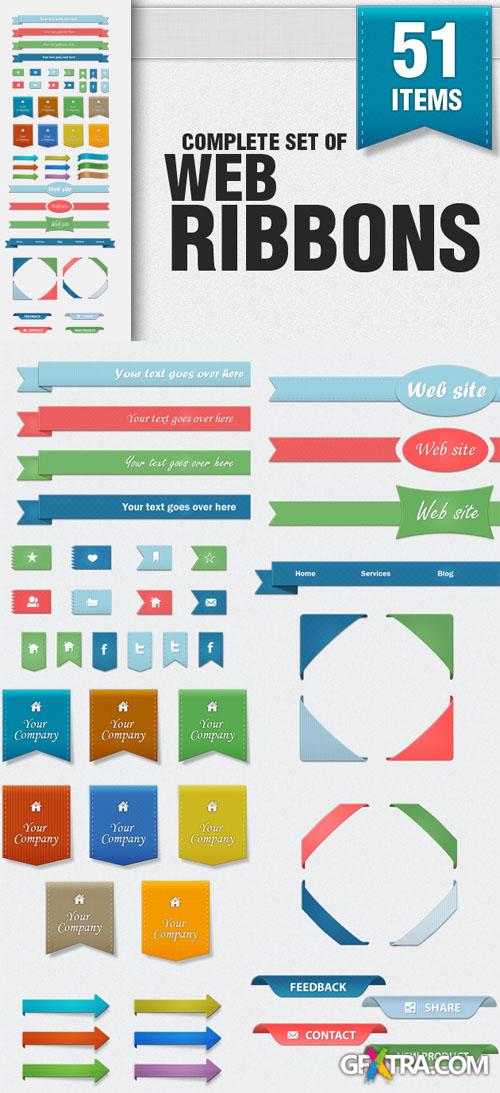 Designtnt - Complete Set of Web Ribbons PSD