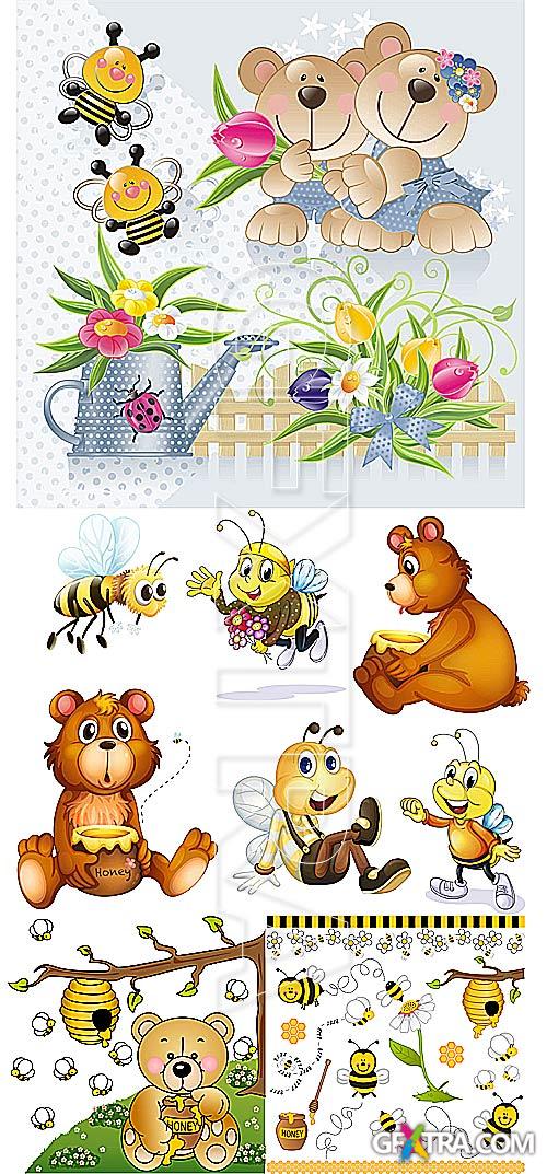 Cute bears and bees