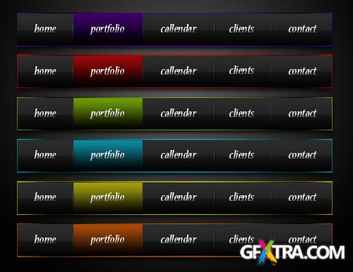PSD Web Design - Dark Colored Menu Source