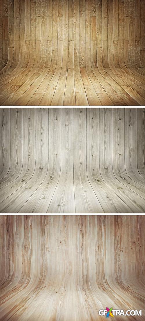 PSD Source Backgrounds - 3 Curved Wooden Backdrops Vol.1