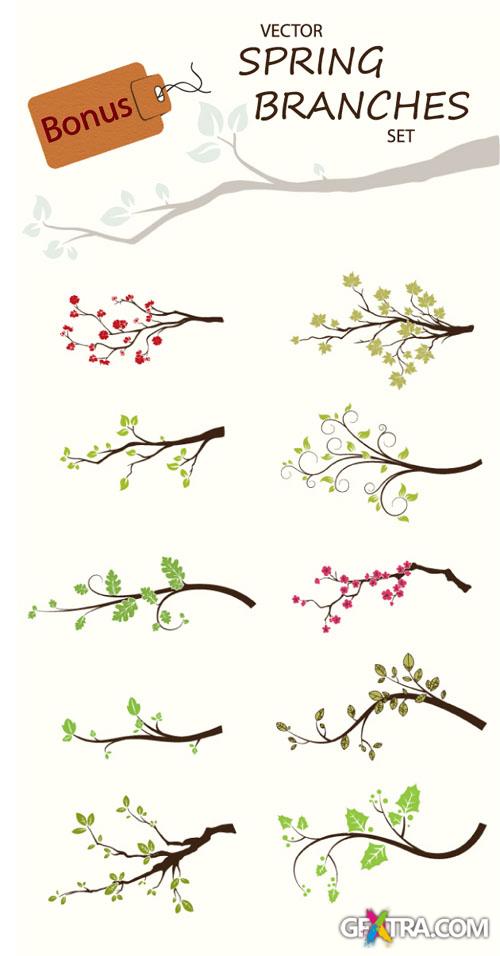 Designtnt - Spring Branches Photoshop Brushes