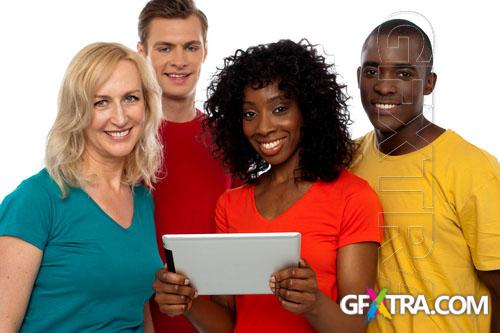 UHQ Stock Photo - Man and woman in color shirt