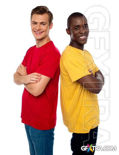 UHQ Stock Photo - Man and woman in color shirt