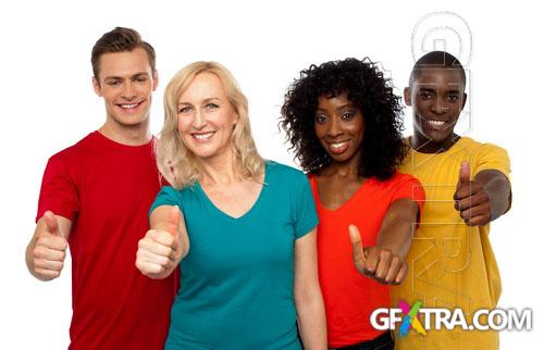 UHQ Stock Photo - Man and woman in color shirt