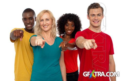 UHQ Stock Photo - Man and woman in color shirt