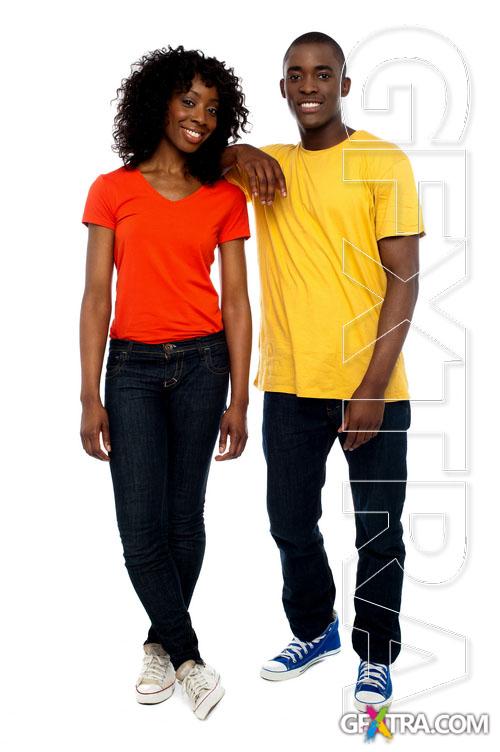 UHQ Stock Photo - Man and woman in color shirt