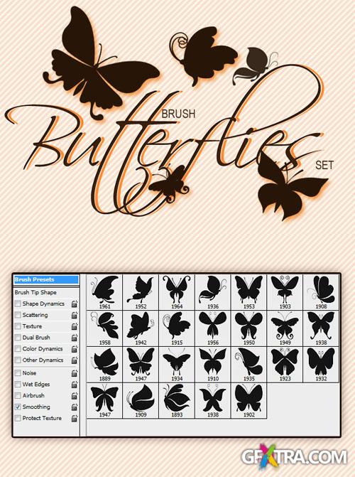 Designtnt - Butterflies Photoshop Brushes Set 1