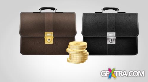 PSD Source - Bag and Coins Finance Icons