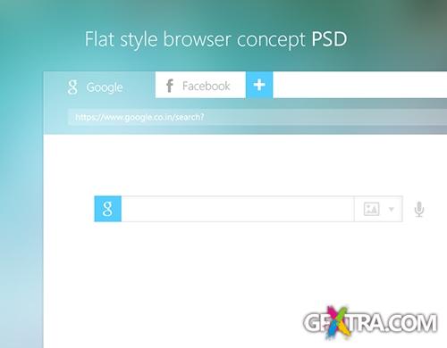 PSD Web Design - Flat Style Browser Concept