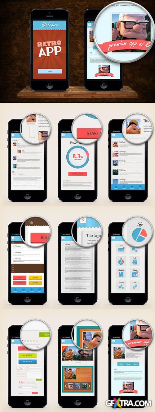 Retro App UI Kit PSD