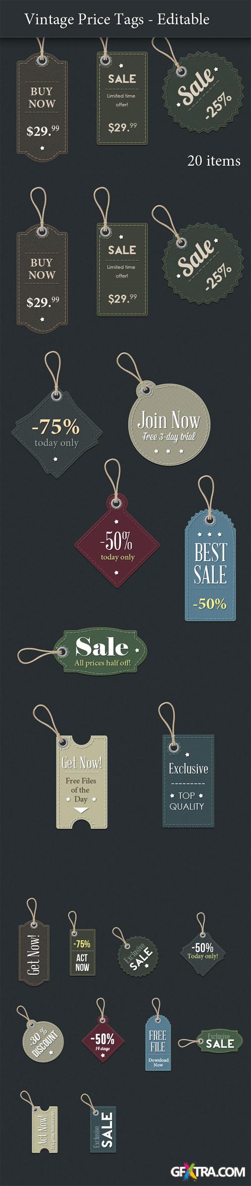 Designtnt - Vintage Price Tags for Photoshop