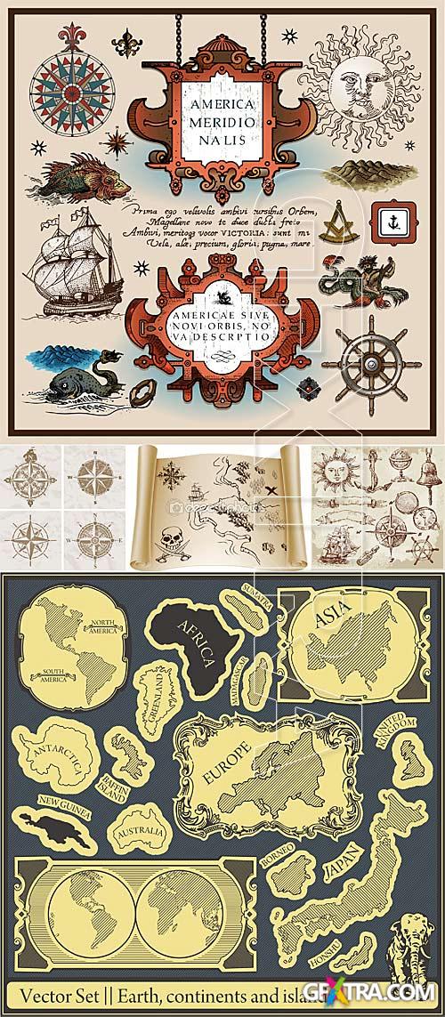 Vintage map elements