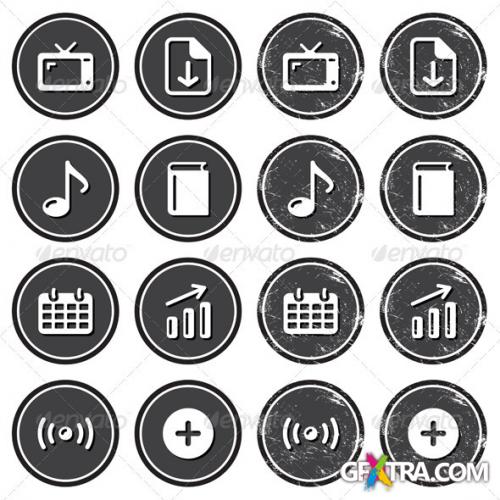 GraphicRiver - Website Navigation Icons on Retro Labels Set