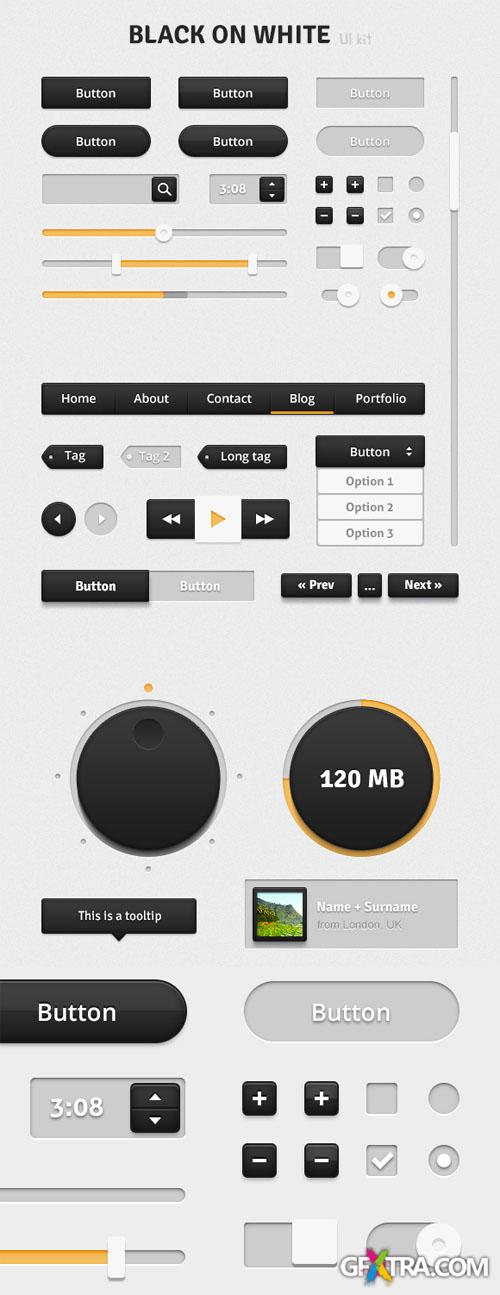 WeGraphics - Black on White UI Kit - Retina Ready