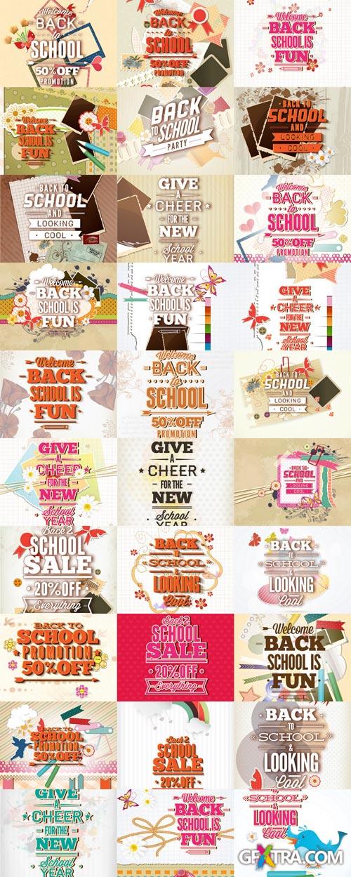 Back To School Promotion Vectors Set - 30xEPS