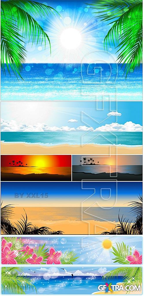 Sea backgrounds with palms