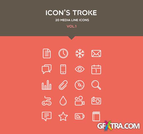 Pixeden - Flat Stroke Line Icons Set Vol1