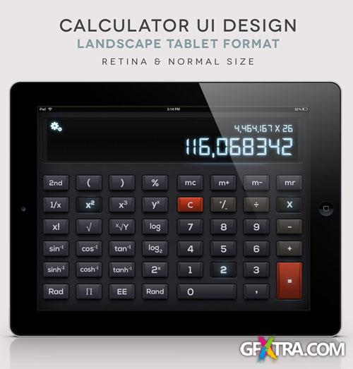 Pixeden - iPad Psd Landscape Calculator UI Kit