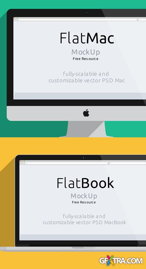 Pixeden - iMac & Macbook Psd Flat Mockup