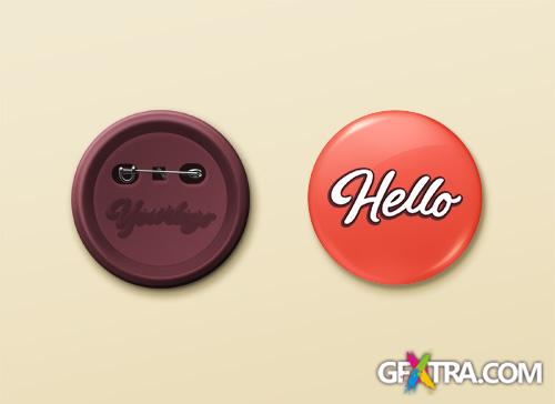 PSD Web Design - Pin Button Badge Mock-Up