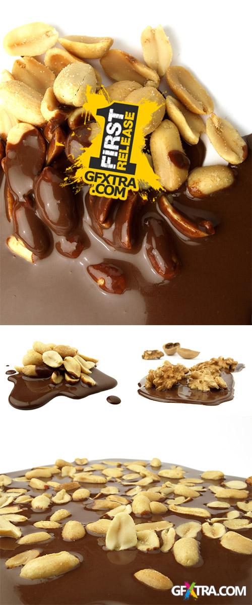 Stock Photo: Milk chocolate and nuts