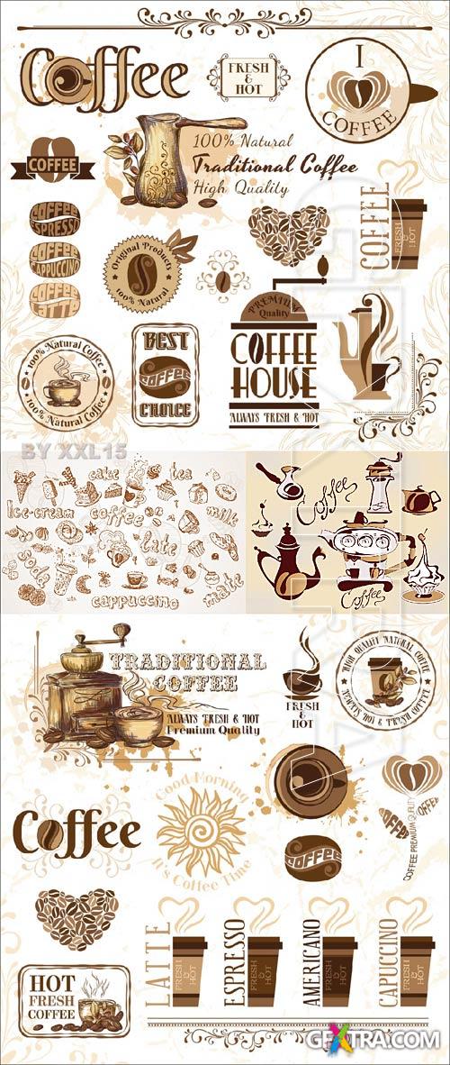 Coffee design elements set