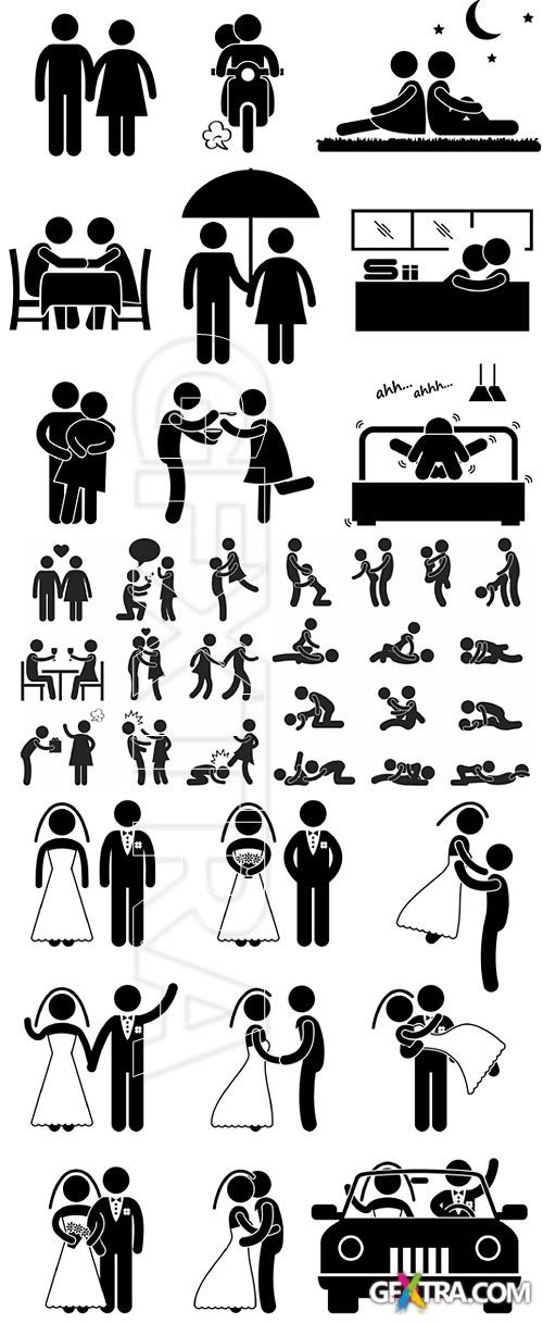 People figures pictograms 3-Loving couples