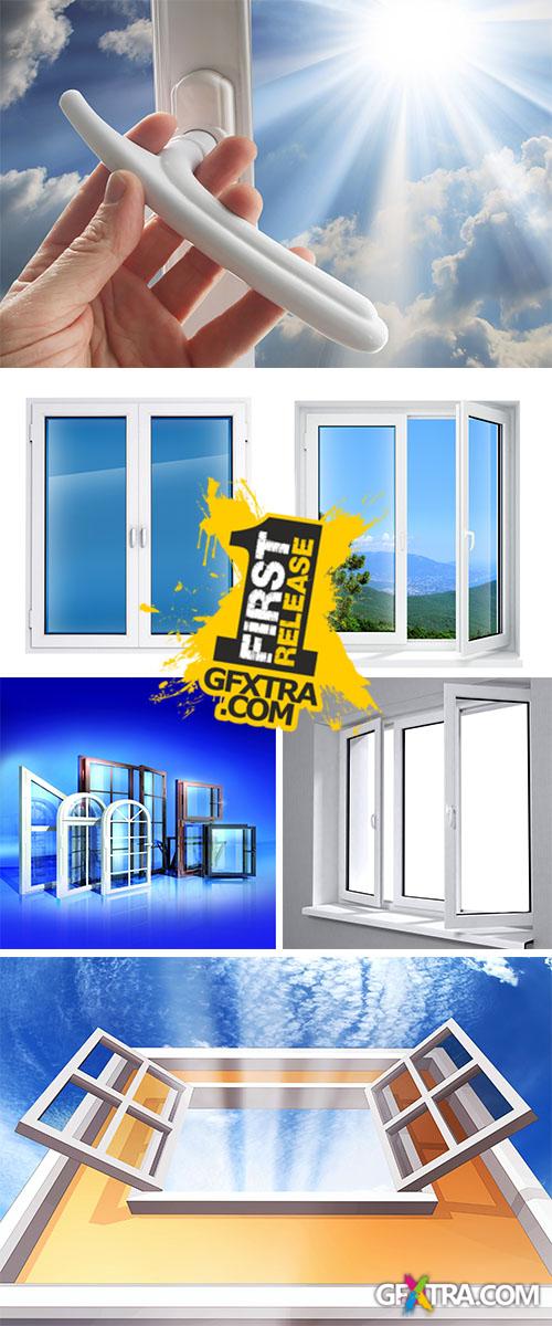 Stock Photo: Open and closed plastic windows