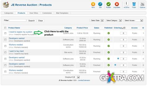 JEXTN Reverse Auction v3.0 joomla 2.5 - 3.x