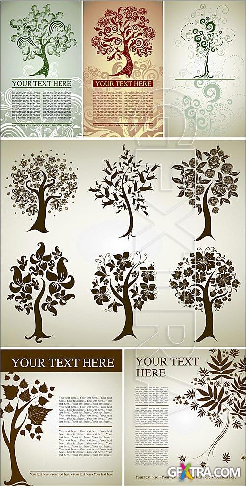 Decorative trees cards design